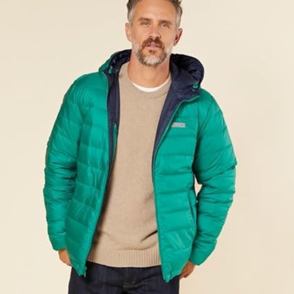 Outerknown Men's Reversible Hooded Puffer Jacket in Ultramarine